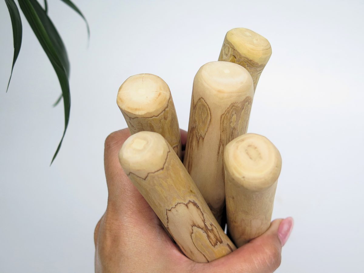 Coffee wood dog chew sticks in daylight