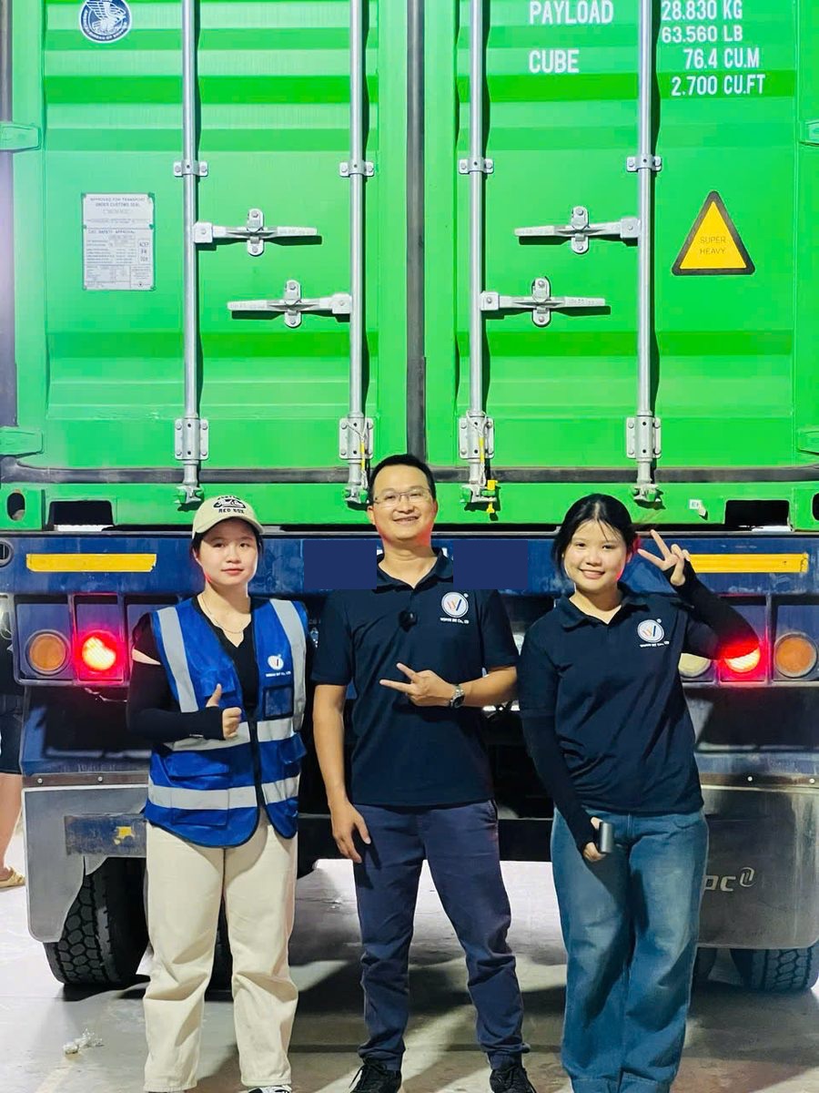 A coffee wood dog chew shipment loaded at night before departure