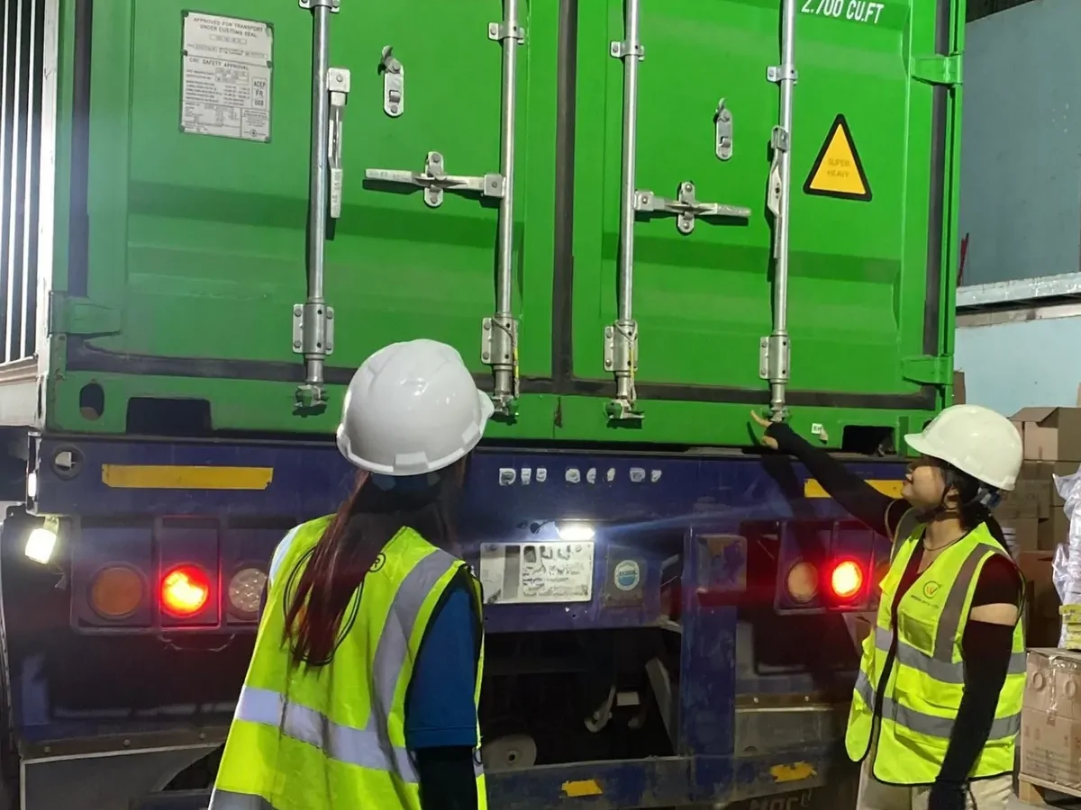 A loaded container on the truck before departure from the WINVN INT warehouse